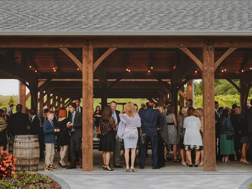 Event pavillion with people